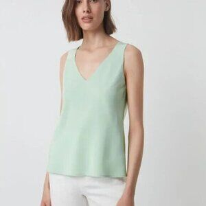 𝅺JUDITH Charles BNWOT Women Green "Tanpa" Tank Blouse Silk NEW V Neck